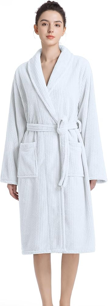 Batas de ba\u00f1o de felpa para mujer despu\u00e9s de la ducha,Bata larga y suave, de secado r\u... | Amazon (US)