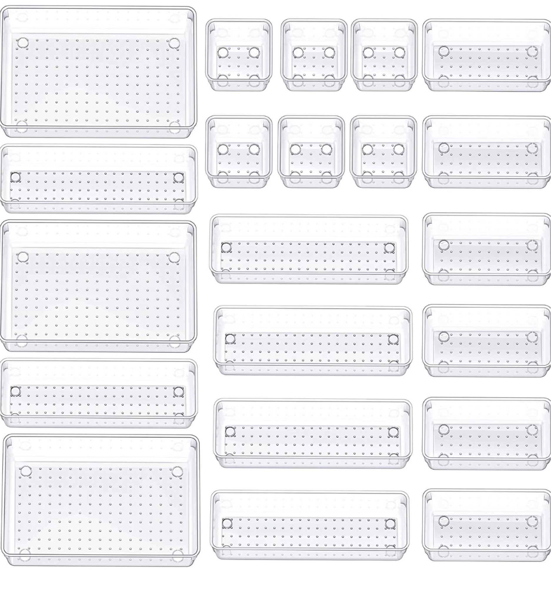 JARLINK 21 Pack Desk Drawer Organizer Trays with 4 Different Sizes, Versatile Clear Drawer Organizers Storage for Bathroom, Makeup, Bedroom, Kitchen, Office Supplies, Craft (Clear)

#LTKsalealert #LTKhome
