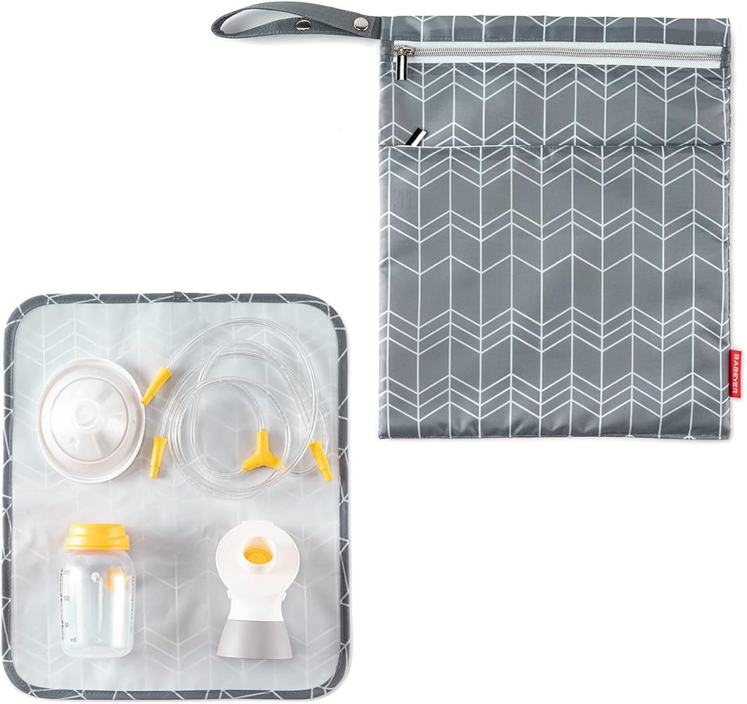 Wet Dry Bag for Breast Pump Parts Storage, Waterproof Pump Parts Bag with Place Mat for Moms Pump... | Amazon (US)