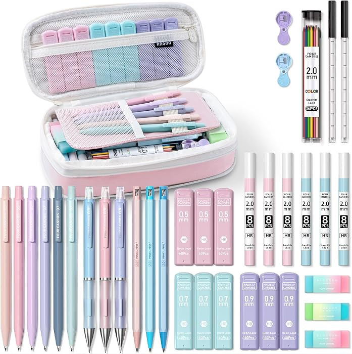 Four Candies 36PCS Mechanical Pencil Set with 624 Lead Refills (Pink) | Amazon (US)