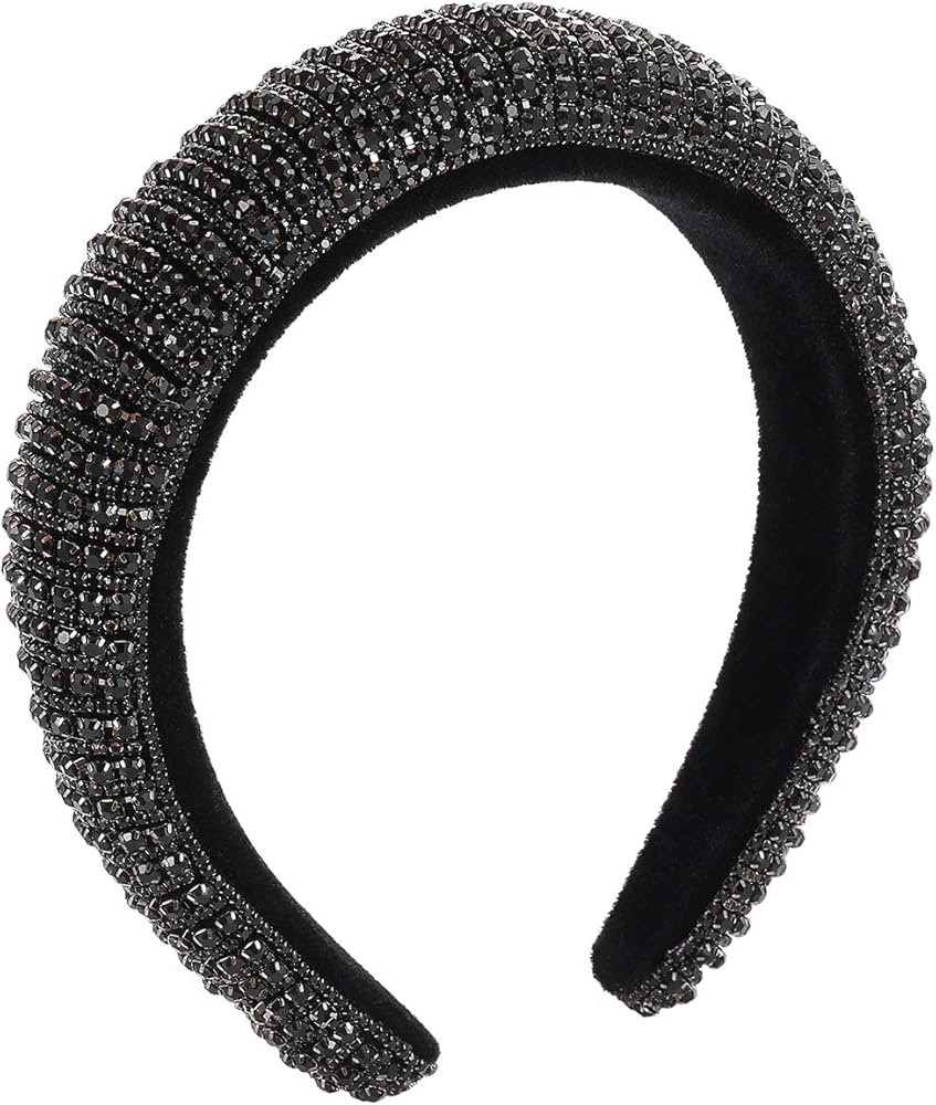 HZEYN Rhinestone Padded Headband Bejewelled Statement Headband Party Headband Hair Accessories fo... | Amazon (US)