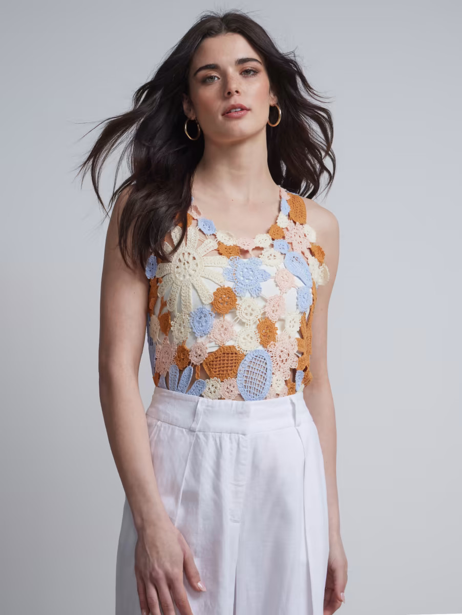 Floral Crochet Sleeveless Top | New York & Company