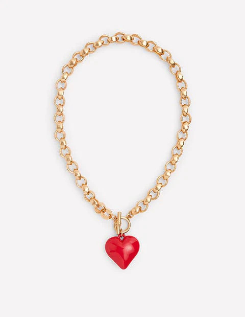 Chunky Heart Necklace-High Risk Red | Boden UK