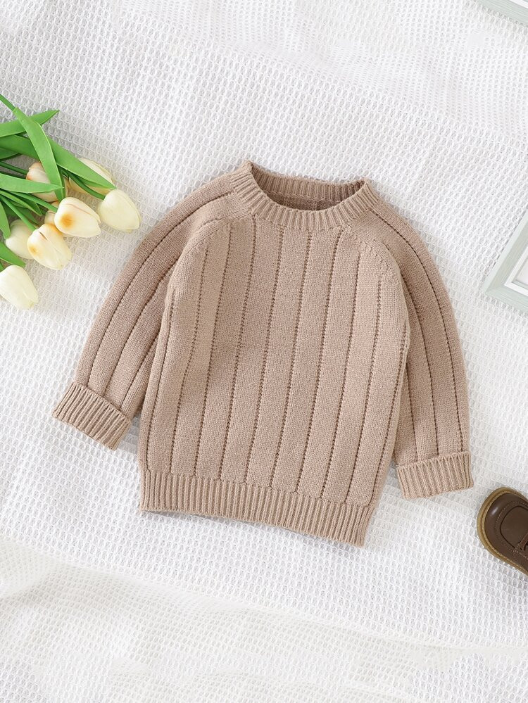 Baby Raglan Sleeve Ribbed Knit Sweater | SHEIN