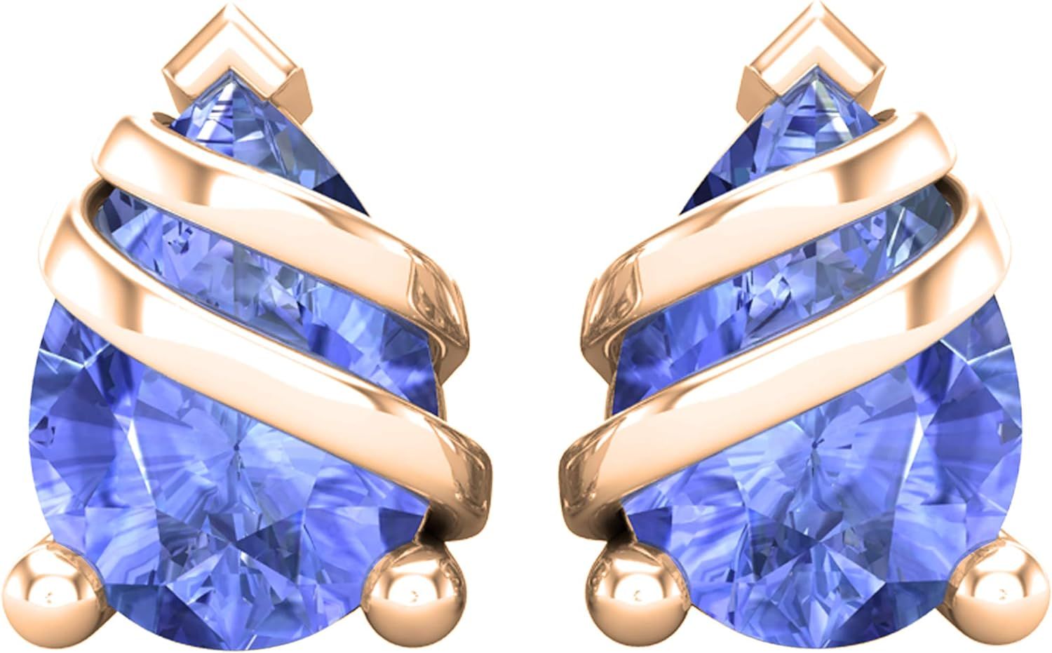 Dazzlingrock Collection 7X5 MM Each Pear Gemstone Ladies Swirl Teardrop Stud Earrings, 18K Gold | Amazon (US)