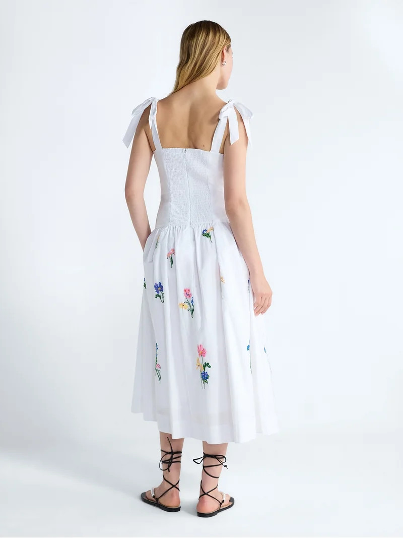 Free Assembly Women's and Women's Plus Embroidered Cotton Sleeveless Maxi Dress, Sizes XS-4X | Walmart (US)