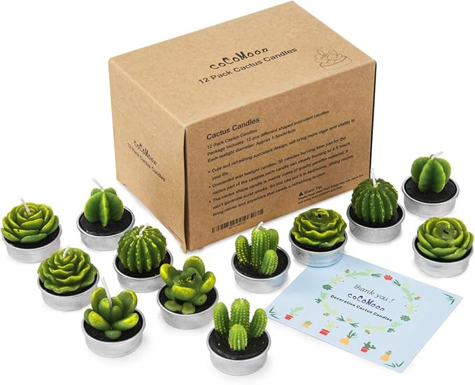 Cactus Tealight Candles,12 Pieces Handmade Delicate Succulent Cactus Candles for Party Wedding Sp... | Amazon (US)