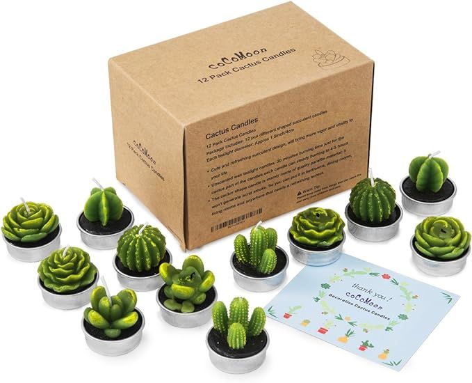 Cactus Tealight Candles,12 Pieces Handmade Delicate Succulent Cactus Candles for Party Wedding Sp... | Amazon (US)