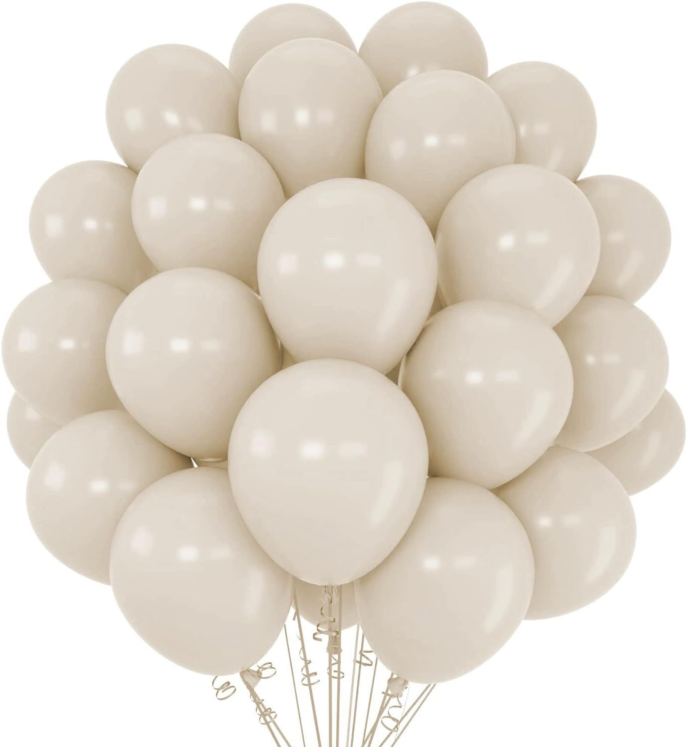 Sand White 12 Inch Latex Balloons 12in Nude Cream Balloon with Ribbon for Baby Shower Birthday Pa... | Amazon (US)