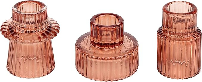 Vixdonos Glass Candlestick Holders Tealight Candle Holders for Table Centerpieces, Wedding Decor ... | Amazon (US)