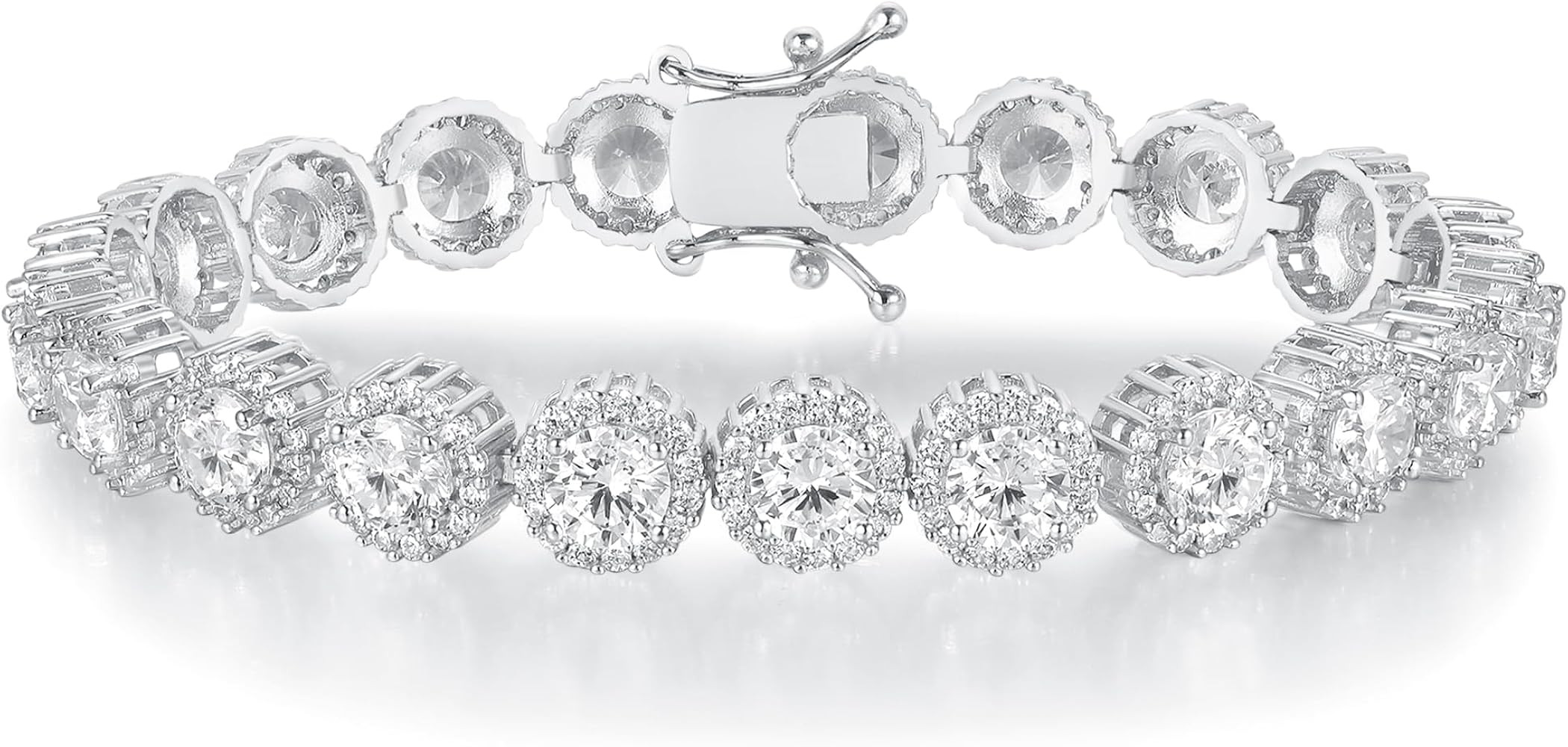 Gemsme Tennis Bracelet for Women 1 Row 18K Yellow Gold/White Gold Plated 5mm Round Cubic Zirconia... | Amazon (US)