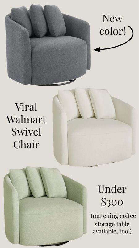The viral Walmart swivel chair is fully stocked, and they added a new color! These chairs are oversized, boucle material, and have a matching storage coffee table available. Under $300 and the pillows are included!
…………….
spring home decor spring home refresh playroom decor playroom furniture living room furniture living room decor comfy chair comfortable chair oversized chair boucle chair swivel chair walmart chair drew Barrymore chair chair under $300 furniture under $300 walmart furniture walmart new arrivals walmart finds green chair green furniture gray furniture gray chair white chair white furniture white living room chair target furniture target chairs 

#LTKhome #LTKfamily #LTKxTarget