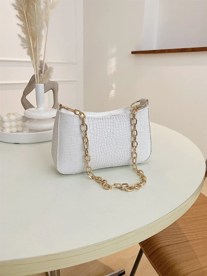Crocodile Embossed Chain Bag | SHEIN