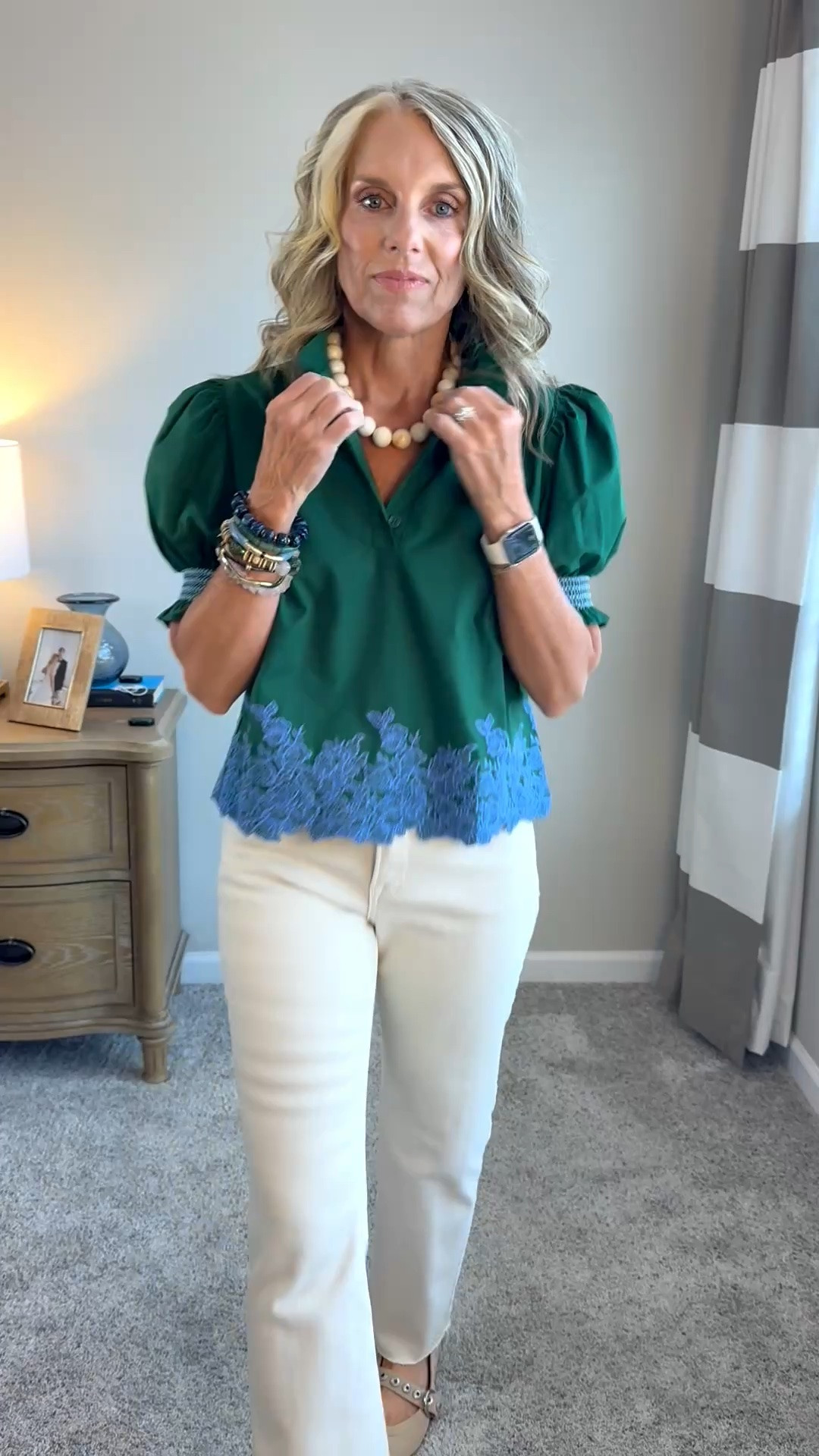 Fall never looked cuter! Wearing XS top and 27 jeans. This is the absolute easiest way to transition when them temp says summer and your mood says fall. 
@Avara

#LTKgrwm #LTKootd #LTKOver40