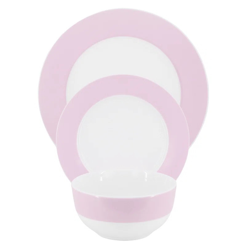 Martha Stewart 12 Piece Banded Fine Ceramic Dinnerware Set in Blush Pink | Wayfair North America