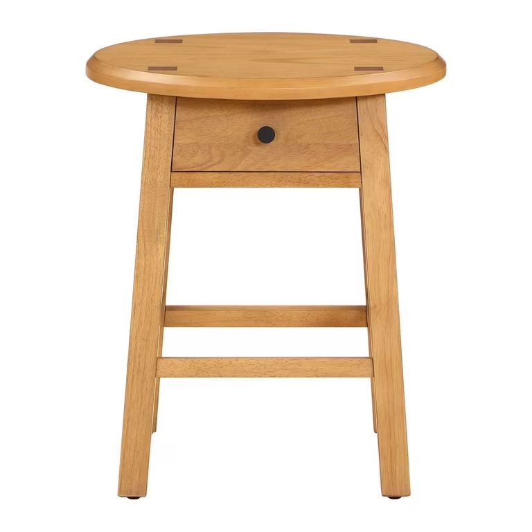Better Homes & Gardens Parkridge Round Side Table with Solid Wood Frame, Natural Oak finish, by D... | Walmart (US)