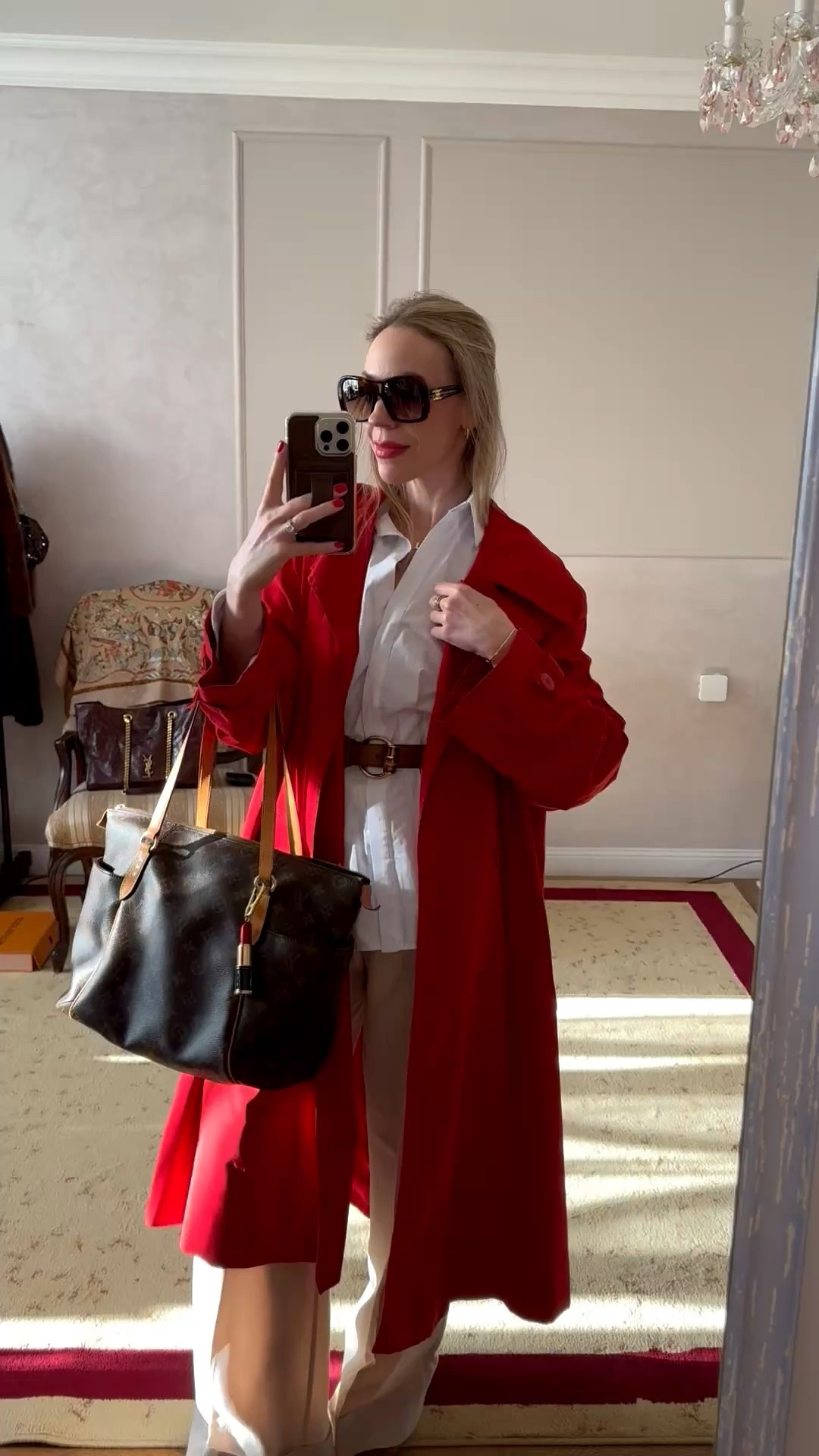 Business casual spring workwear, red trench coat, @Zara peplum button down shirt, linen pants, suede mules

#LTKWorkwear #LTKOver40 #LTKSeasonal