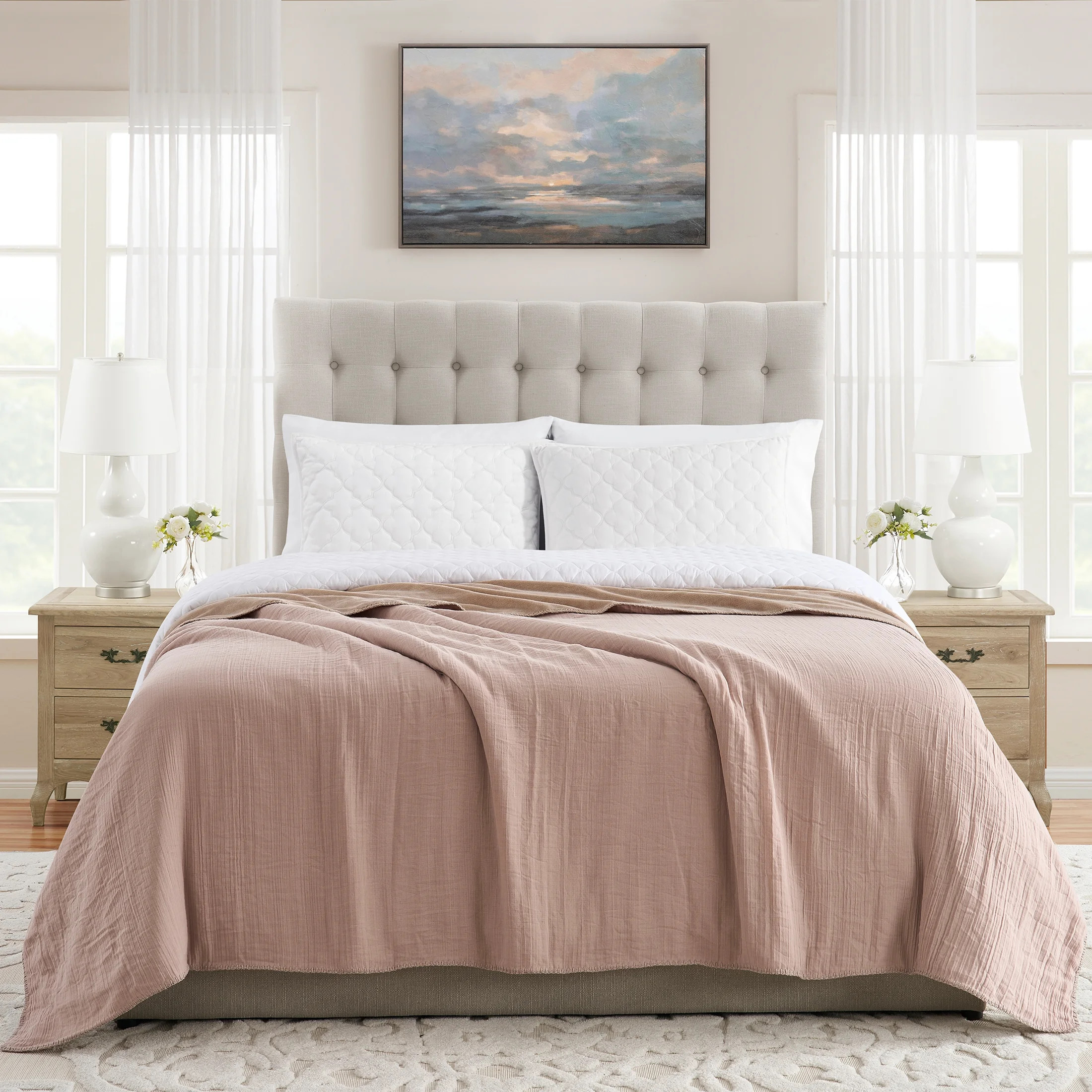 My Texas House Palmer Taupe Muslin Flannel Bed Blanket, King | Walmart (US)