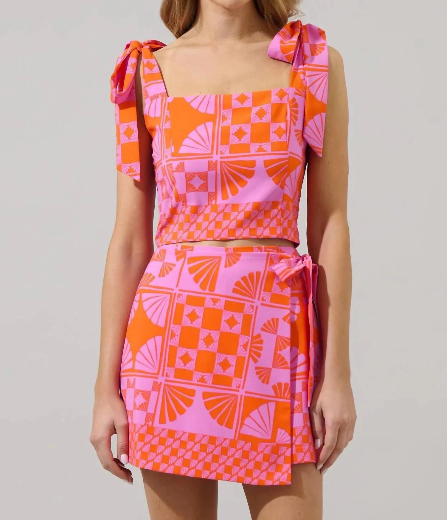 Haines Town Kori Cropped Top In Orange-Magenta | Shop Simon