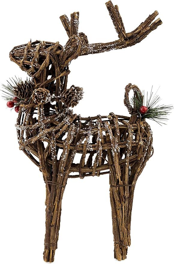 Legendeco 14.2’’ Christmas Grapevine Deer Outdoor and Indoor Decoration, Holiday Standing Bro... | Amazon (US)