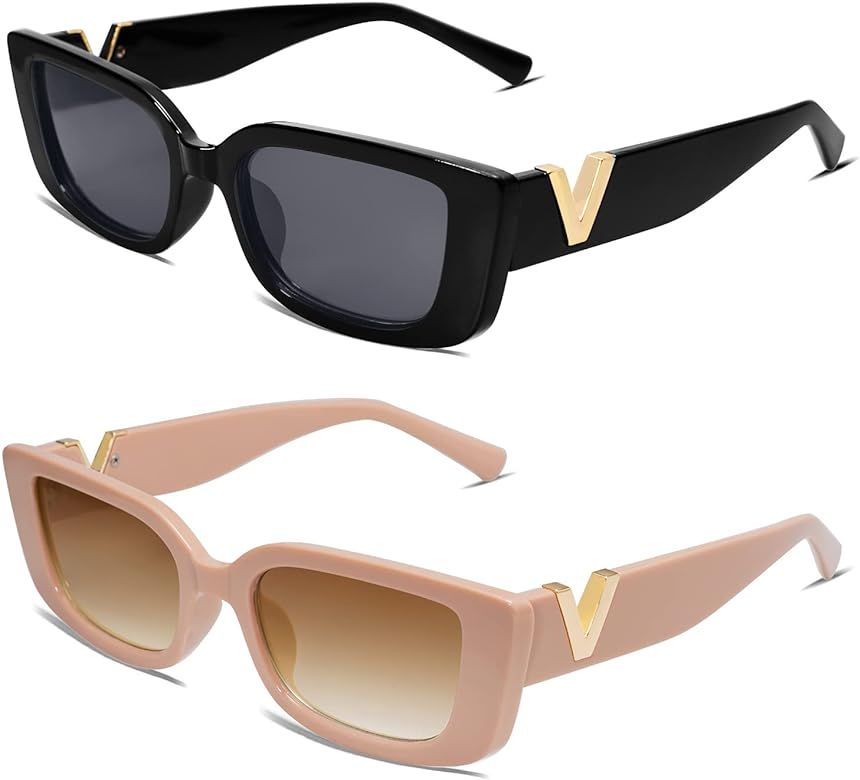 Allarallvr Rectangle Sunglasses for Women 90s Retro Trendy Y2K Classical Vintage Square Shades AR820 | Amazon (US)