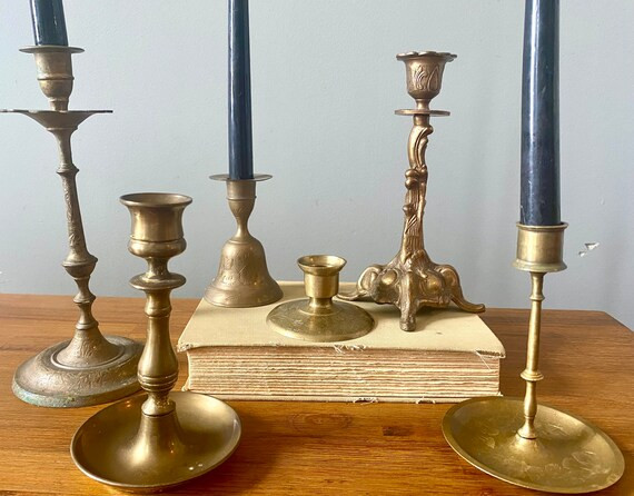 Vintage Brass Candlestick Holders, Mix and Match Brass Candle Holders, Mid-Century Modern Vintage... | Etsy (US)