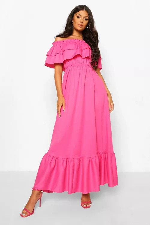 Ruffle Off The Shoulder Maxi Dress | Boohoo.com (US & CA)