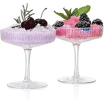 Iridescent Fancy Coupe Cocktail Glasses Gifts set of 2, Hand Blown Martini Glasses from Omita Vintag | Amazon (US)