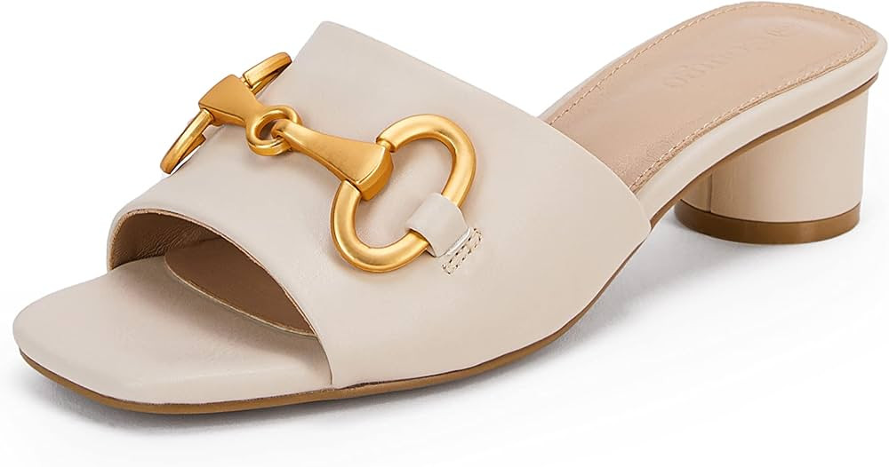 Coutgo Women's Sandals, Round Heel Peep Toe Slides, Single Band Comfortable Mules Chunky Slip-on ... | Amazon (US)