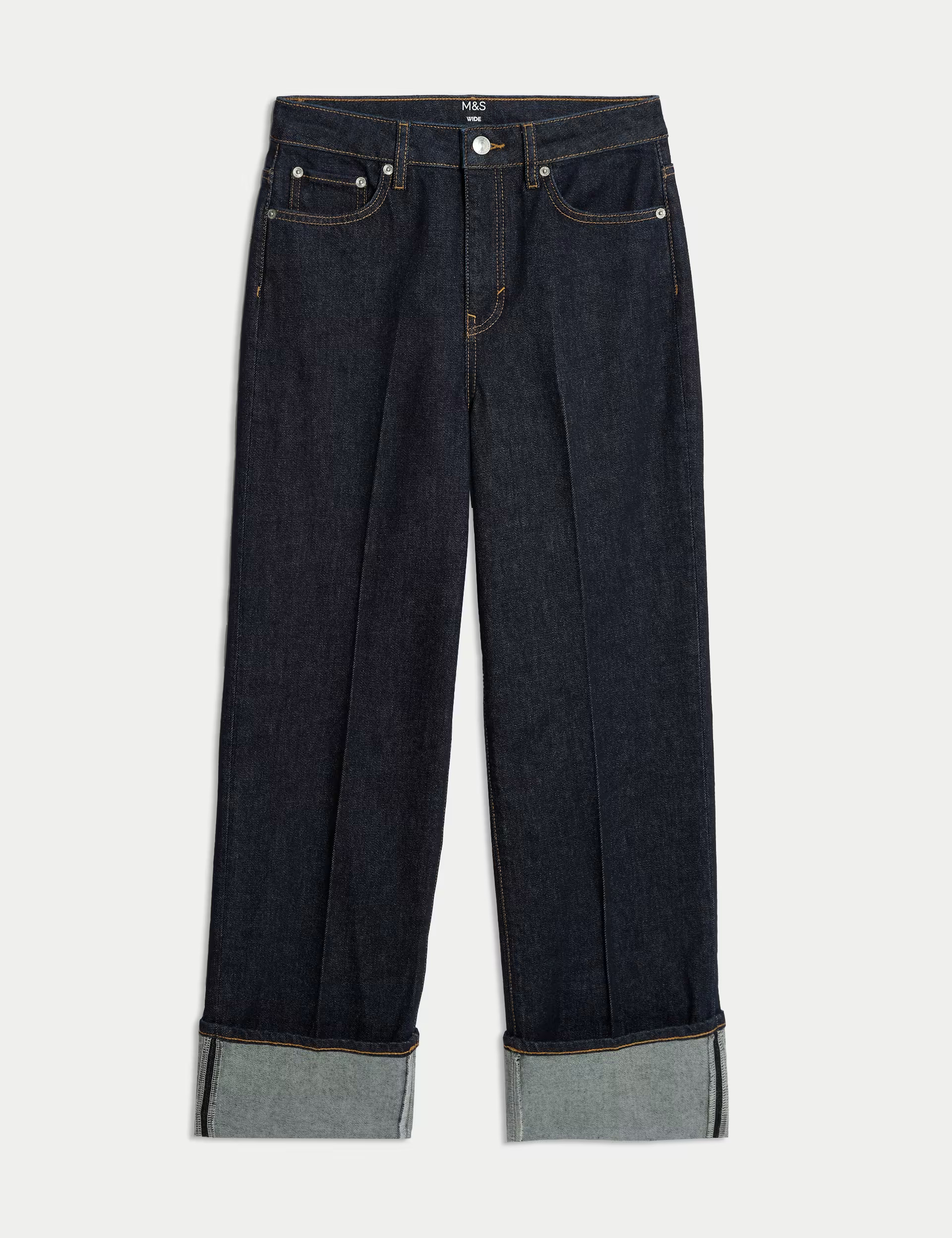 Mid Rise Wide Leg Turn Up Jeans | Marks & Spencer (UK)