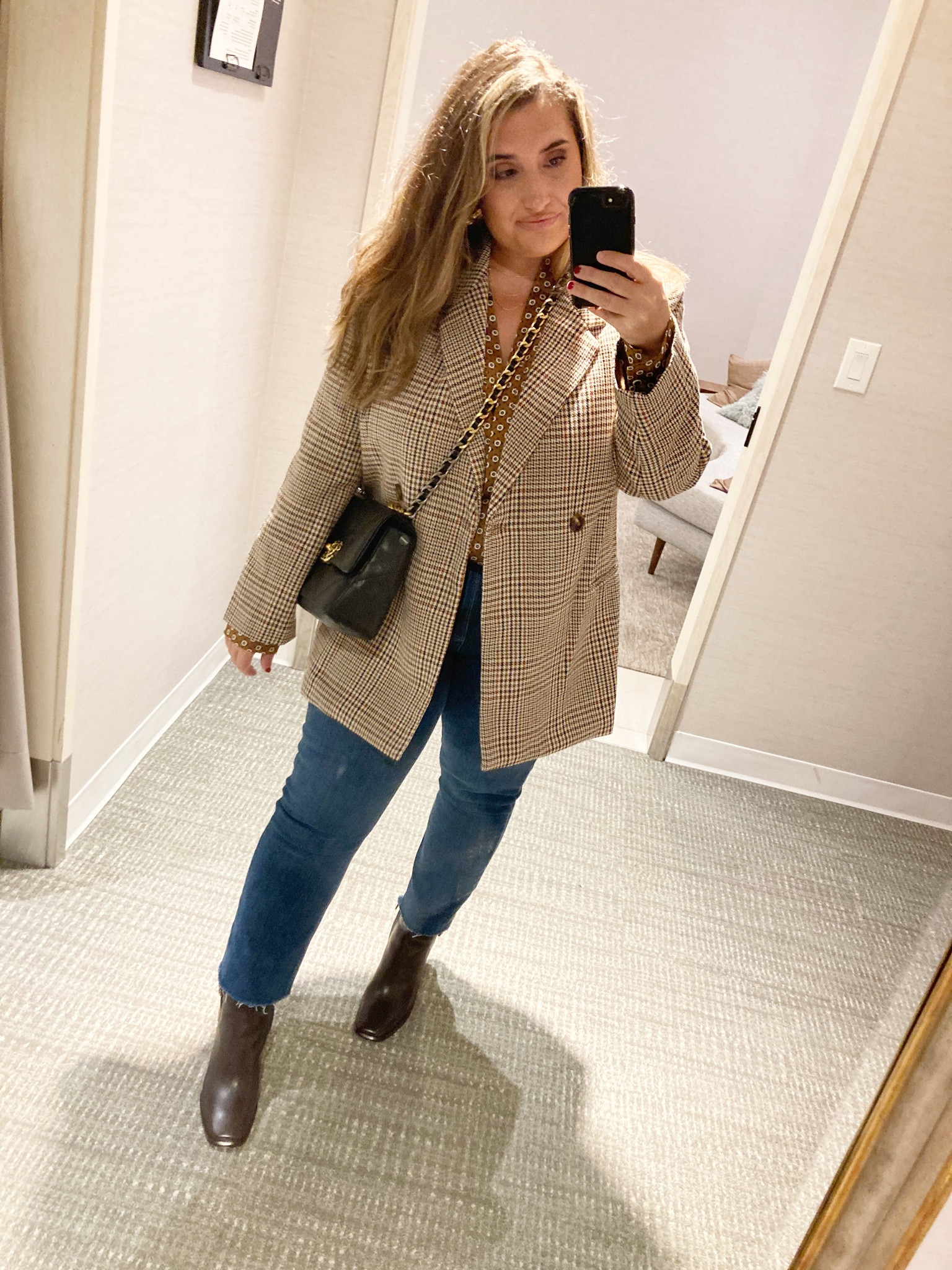 Fall fits, fall, fall outfits, plaid jacket, Chanel bag 