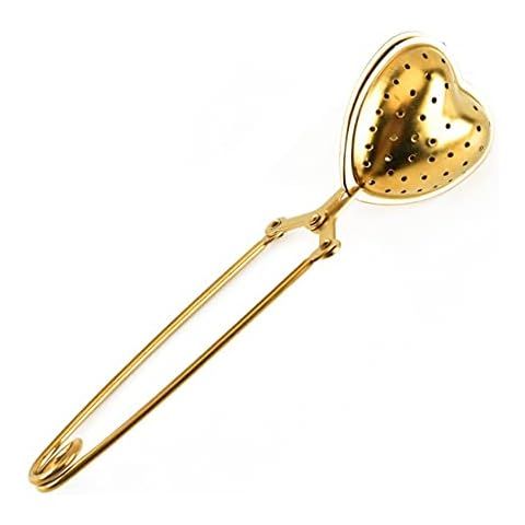 Creative Co-Op Stainless Steel Heart Shaped Loose Strainer Tea Leak, Gold | Amazon (US)