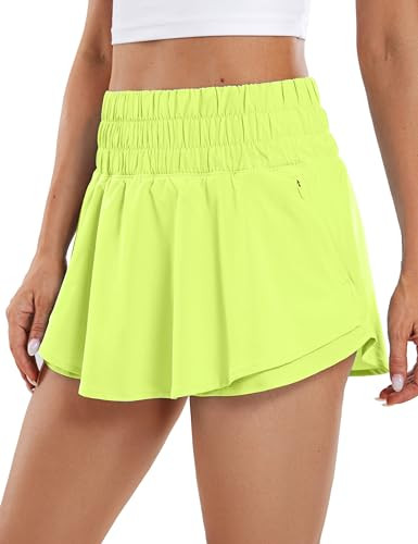CRZ YOGA Ruffle Skirt Overlay Athletic Shorts for Women - High Waisted Flowy for Workout Running ... | Amazon (US)