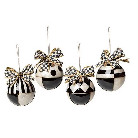 Checkmate Geo Capiz Ball Ornaments - Set of 4 | MacKenzie-Childs