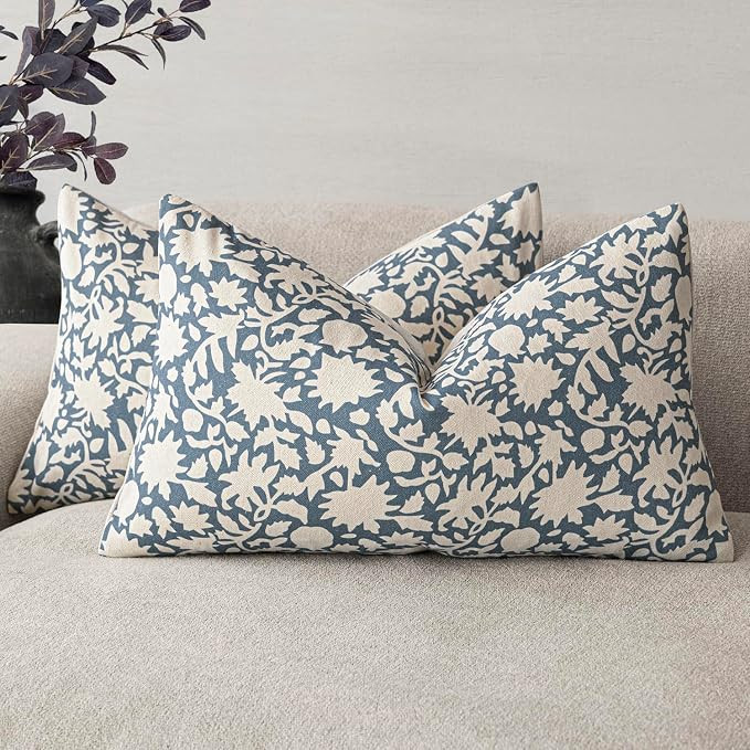 Foindtower Set of 2 Decorative Neutral Floral Throw Pillow Covers Accent Farmhouse Cushion Covers... | Amazon (US)
