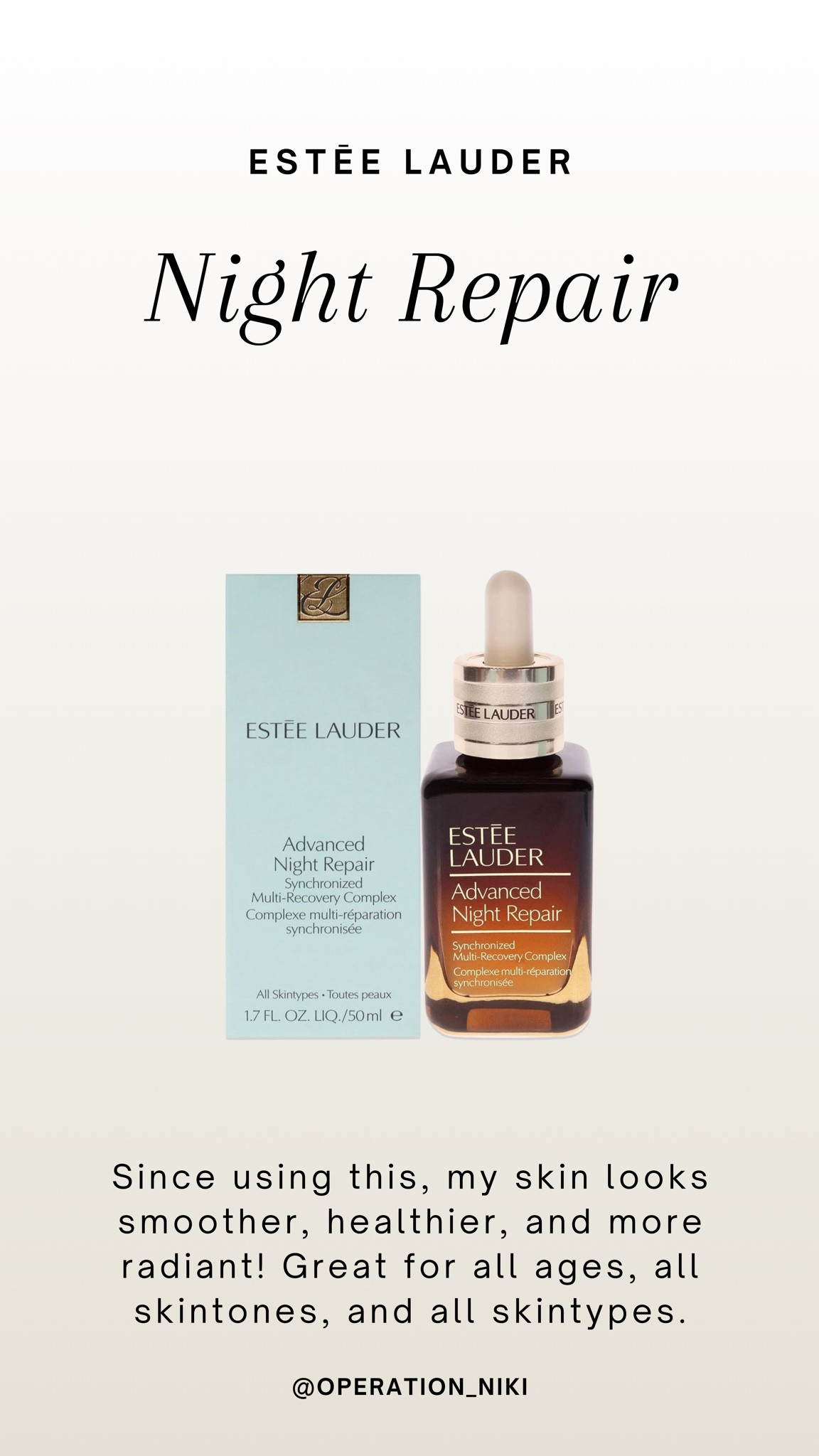 Since using the Estēe Lauder Advanced Night Repair, my skin looks smoother, healthier, and more radiant! Great for all ages, all skintones, and all skintypes.

My favorite time of day is when I get to do skincare. Adding extra hydration is 🔑 

I’ve linked my current favorite products that I use daily🤍

Follow for more @OPERATION_NIKI on IG, TikTok, & Facebook

sahm, mom essentials, hydrated skin, life hack, spa day, home, self care day, self care ideas, stay at home mom, skin care routine

#LTKBeauty #LTKFindsUnder50 #LTKFindsUnder100
