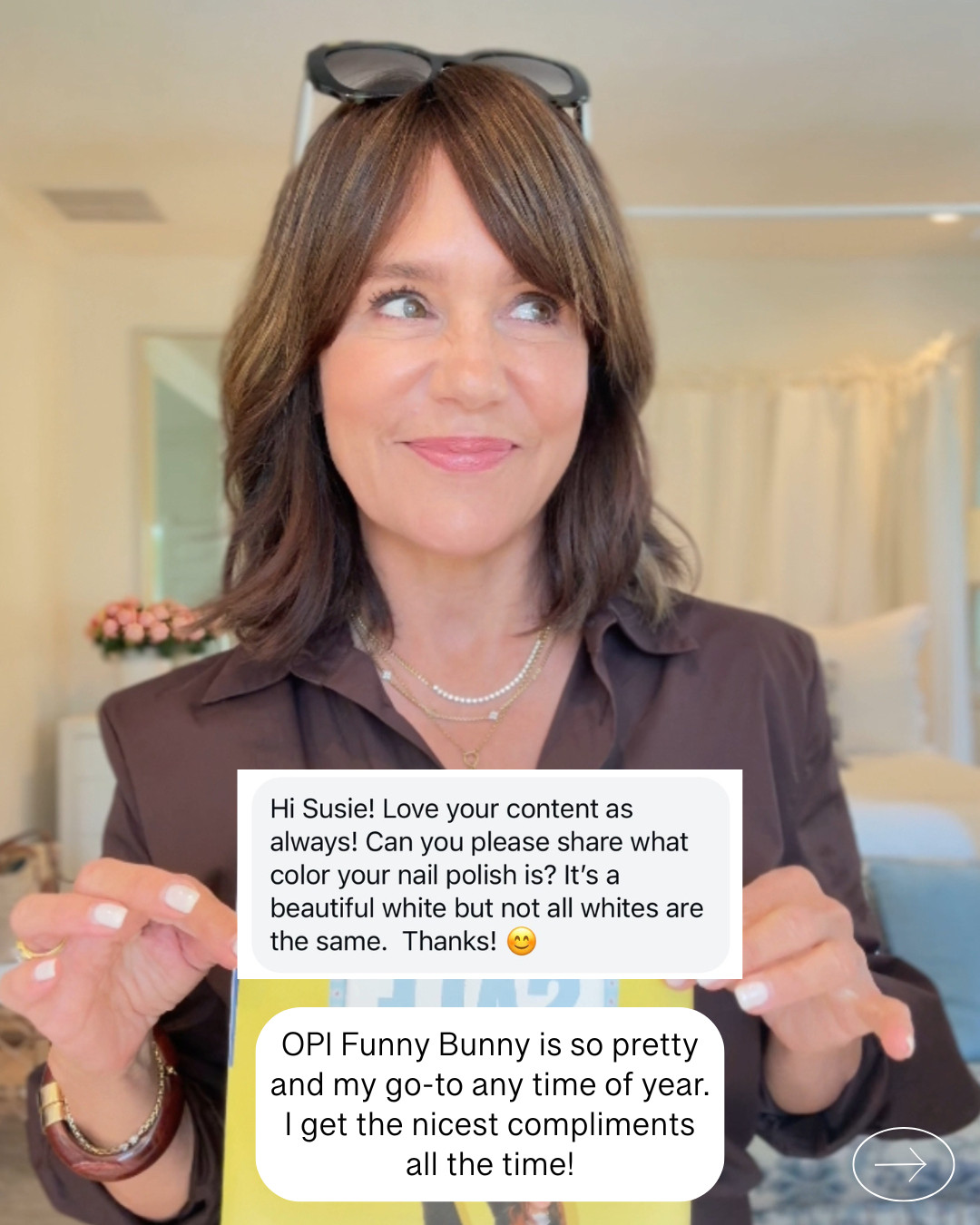 I get this alllll the time: my nail polish color is OPI Funny Bunny! 3 thin coats that I get done at the salon 

 #LTKdayinmylife #LTKOver40 #LTKFindsUnder50