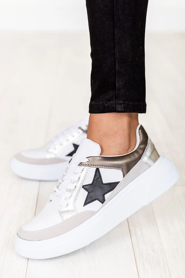 Cleo Pewter And Black Star Sneakers | Pink Lily