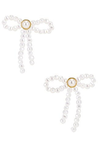 Lele Sadoughi Pearl Bow Stud Earrings in Pearl from Revolve.com | Revolve Clothing (Global)