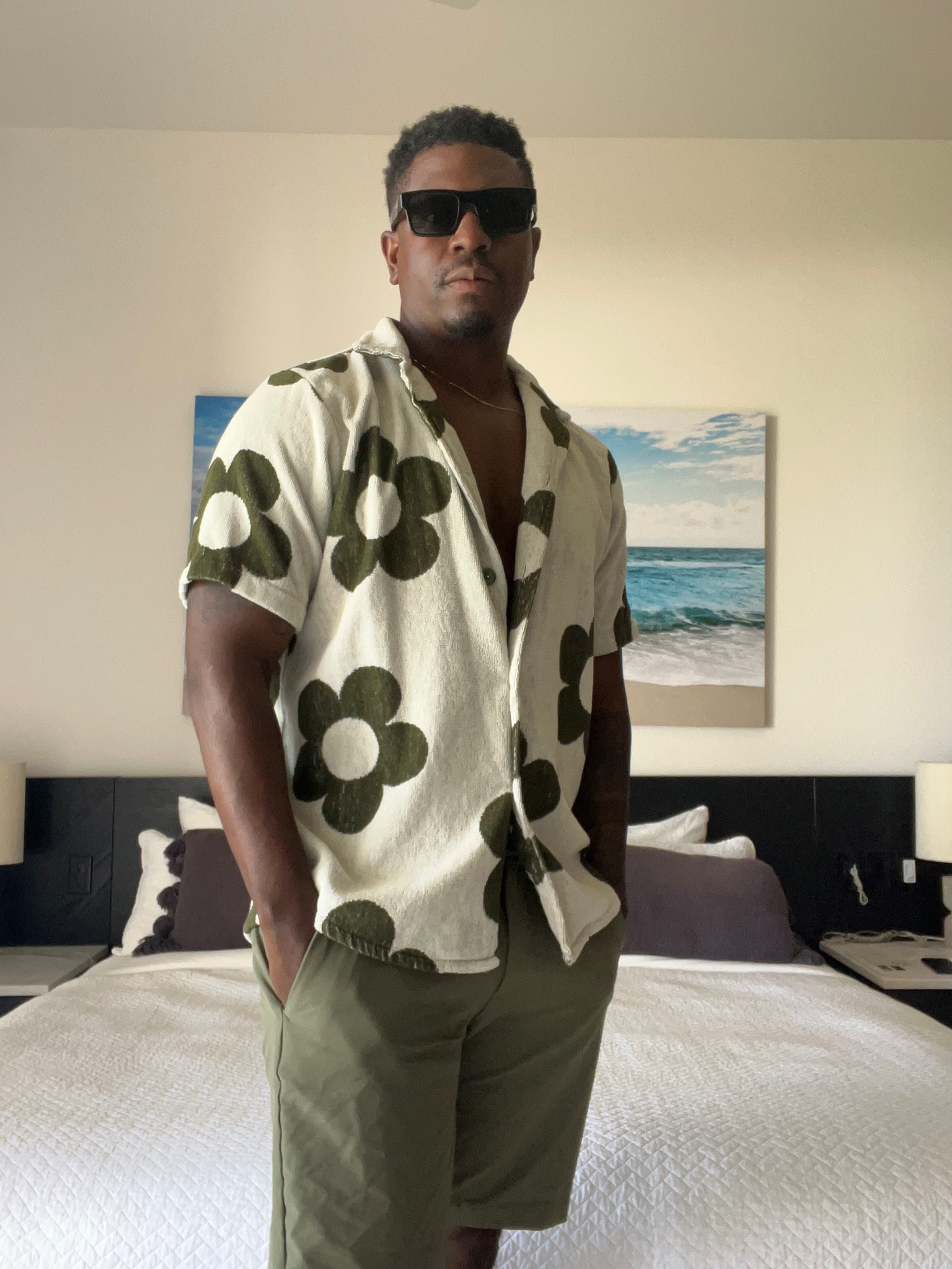 Green Abercrombie pull up shorts, green floral line short sleeve button up

#LTKstyletip #LTKmens #LTKtravel