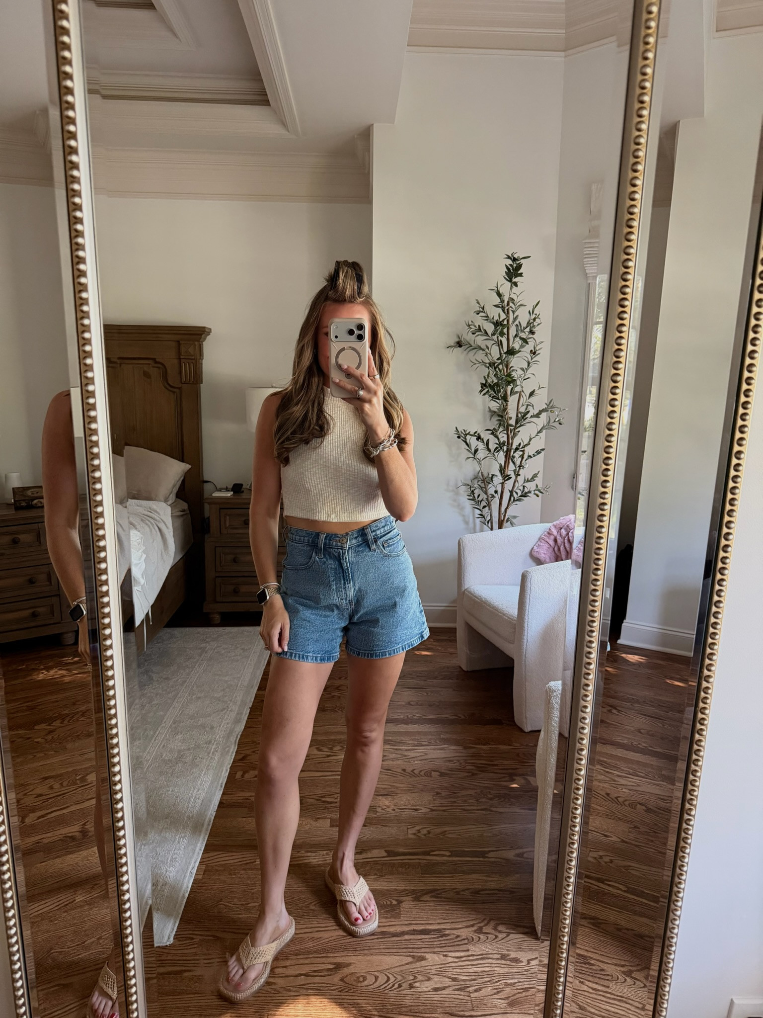 tonight's casual family photos fit!

size 26 in these shorts! linking a similar option for this top!

summer outfit | abercrombie denim | casual outfit 

 #LTKgrwm #LTKootd #LTKmomlife