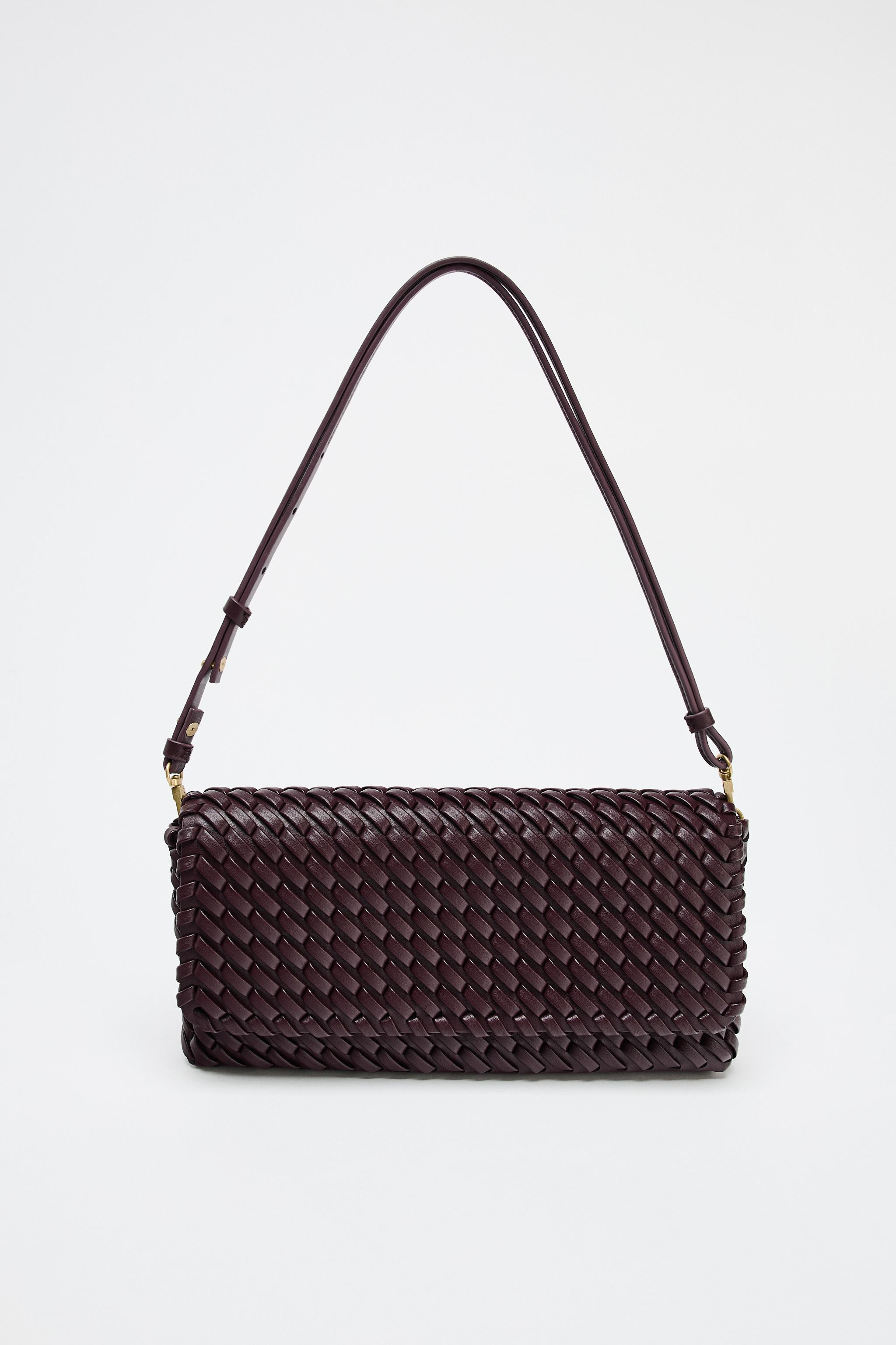 BRAIDED BAG Burgundy Red Ecru | Zara UK
