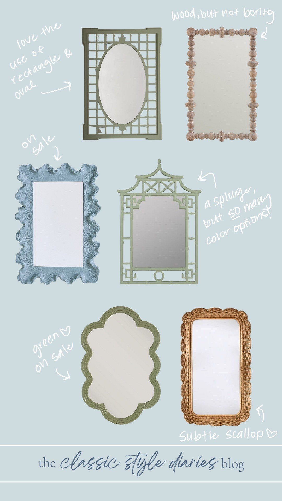 Classic rectangular mirrors with personality. 
Some saves and some splurges. Perfect for making a statement in your powder bathroom, bedrooms, hallways, above a console, primary bathrooms and more!! 

#LTKStyleTip #LTKHome #LTKSaleAlert