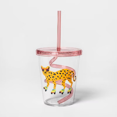 14oz Plastic Cheetah Swirly Straw Tumbler - Sun Squad™ | Target
