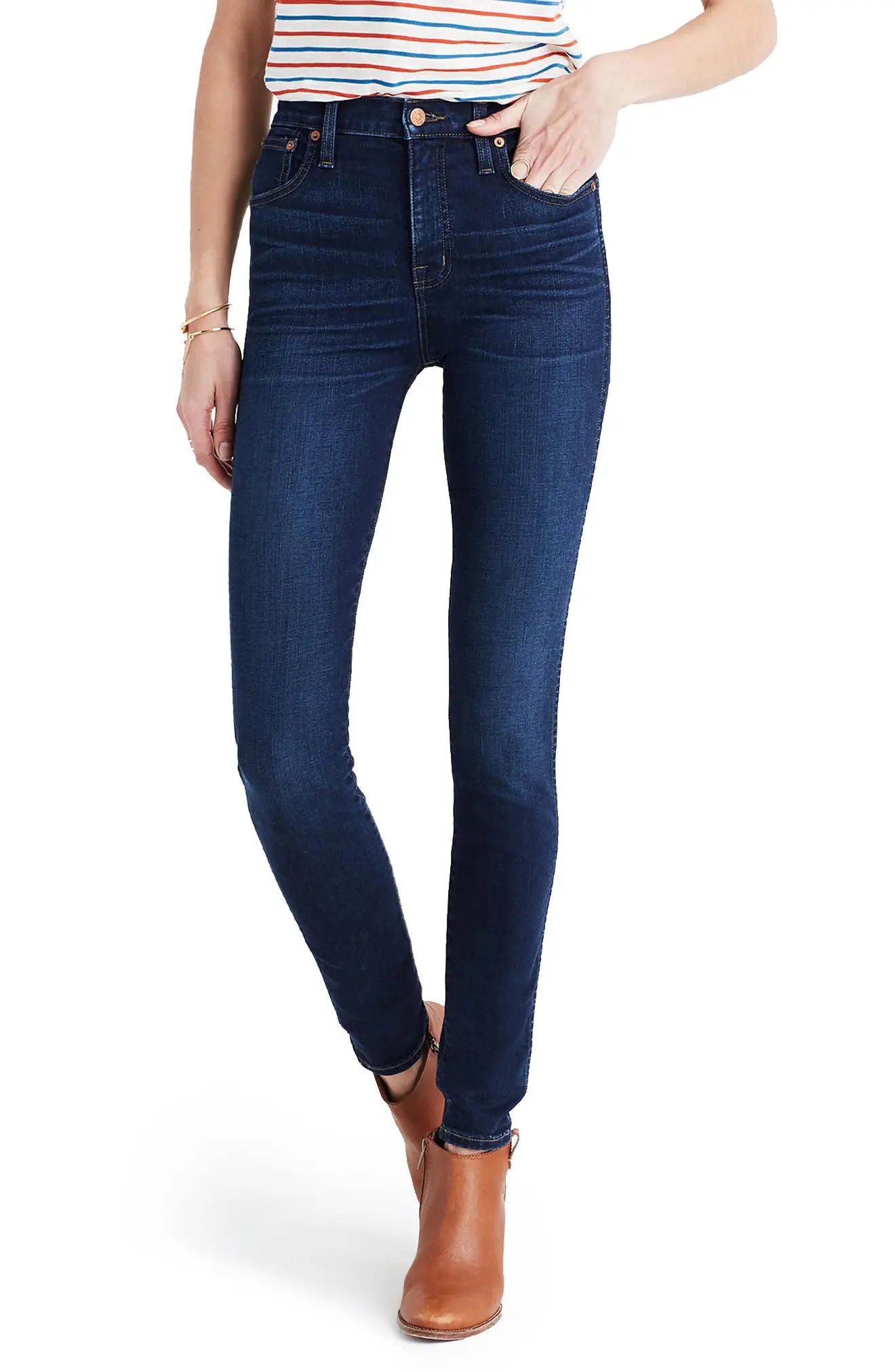 Madewell 10-Inch High Rise Skinny Jeans in Hayes Wash at Nordstrom, Size 25Tall | Nordstrom