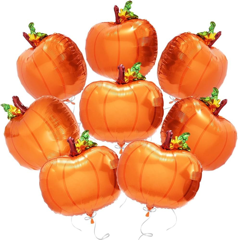 Fall Autumn Harvest Thanksgiving Pumpkin Balloon Falling Pumpkin Party Decoration For Birthday Supplies Baby Shower, 8 Pack Cute Pumpkin Foil Balloons Fall Balloons All Saints' Day Halloween Supplies | Amazon (US)