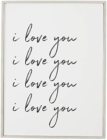 Mud Pie Farmhouse Inspired Large Wall Plaque Decor Love Frame, White, Black | Amazon (US)