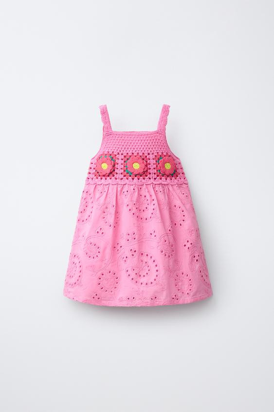 FLORAL CROCHET KNIT COMBINATION DRESS | Zara US
