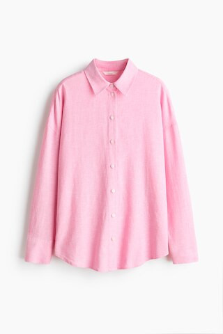 H & M - Oversized Linen-Blend Shirt - Pink | H&M (US + CA)