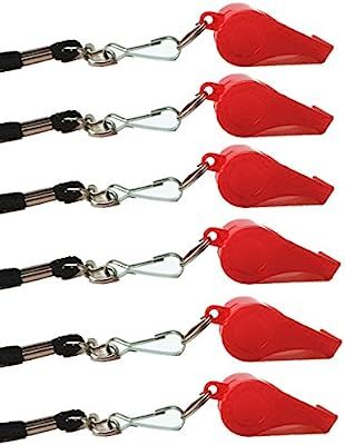 Adecco LLC Plastic Coach Whistles with Lanyard, Pack of 6 | Amazon (US)